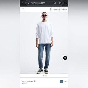 Zara Jeans Denim Mid Blue Slim Fit Size 32x30 Men